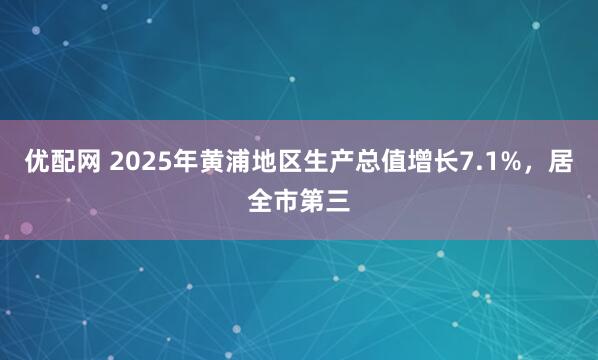 优配网 2025年黄浦地区生产总值增长7.1%，居全市第三